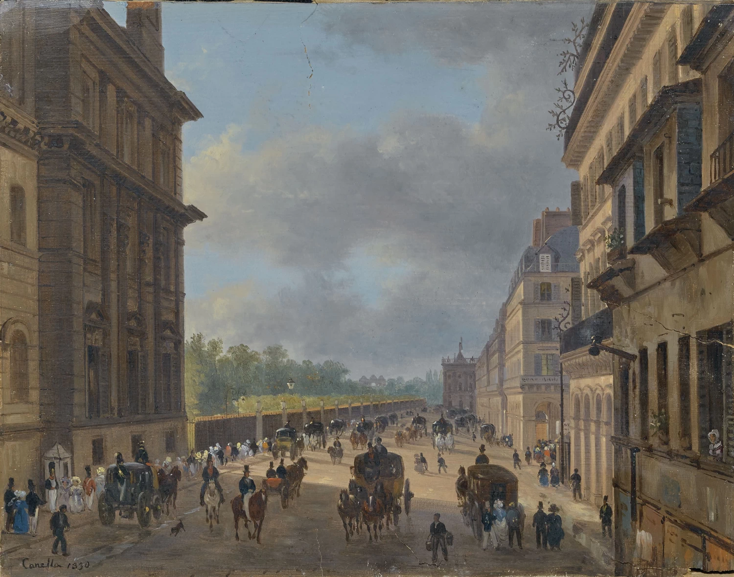 Veduta del Pavillon de Marsan a Paris